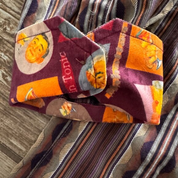 Robert Graham Mens XL Wavy Striped Geometric Flip Cuff Cocktail Brown Multicolor - Picture 5 of 8